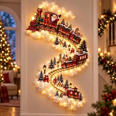 Productafbeelding van Kerstverlichting voor aan de muur - LED kerstdecoratie met kerstmanmotief - voor thuis - geschikt voor kerstdiners, familiefeesten en feestjes - Rood
