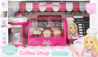 Produktbild von Spielset Café mit Kaffeemaschine, Kühlschrank und Registrierkasse, 46 x 27 x 18 cm