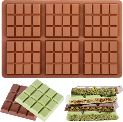 Obrázok produktu pre Silikónová forma na čokoládu AVANA na 6 tabuliek čokolády Forma na čokoládu s nepriľnavým povrchom bez BPA Silikónová forma na čokoládu hnedá (forma 3)