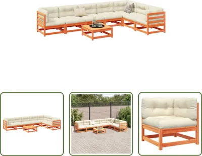 Produktbild von The Living Store 8-tlg. Garten-Sofagarnitur mit Kissen Wachsbraun Kiefernholz