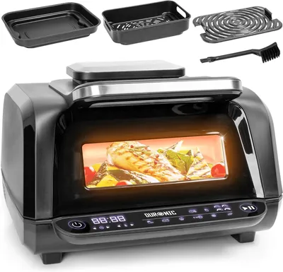 Produktbild von Duronic FG19 Air Fryer Grill, Heißluftfritteuse für Süßkartoffel-Pommes, Mini Backofen Heißluftfriteuse mit 3 Backleche, 2 Personen HLF Friteuse für beste Rezepte, Fritteuse zum Brot backen