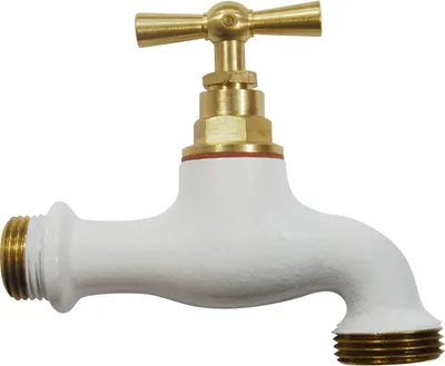 Image de Robinet d’arrosage Boutté en laiton blanc - entrée mâle 15 x 21 et sortie mâle 20 x 27