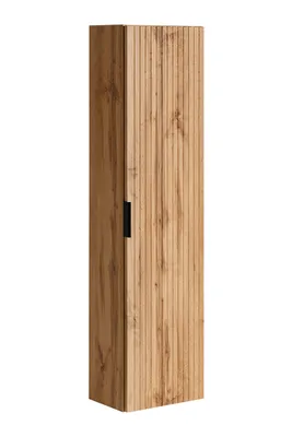 Zdjęcie produktu dla Wysoka Szafka Łazienkowa Dąb Wotan 140 Cm Ryflowana Drzwiczki