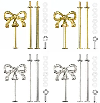 Productafbeelding van Set van 4 etagèrestangen, metalen stangen voor bruidstaart etagère, goud en zilver