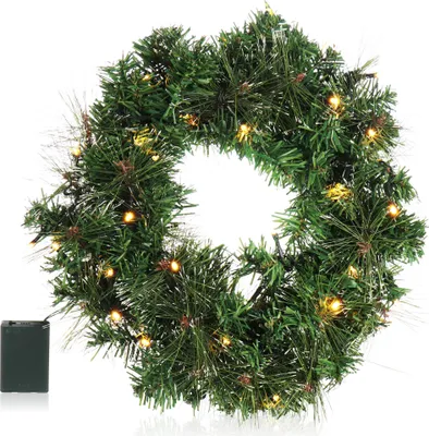 Produktbild von COM-FOUR® LED Türkranz Weihnachten - Adventskranz mit LED-Beleuchtung - tolle Weihnachtsdeko - 30 warmweiße LED mit Timer