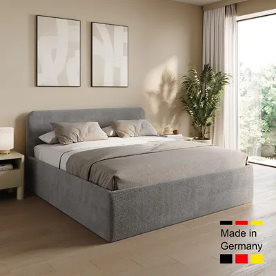 Produktbild von Home Collective Polsterbett 180x200 cm Doppelbett Bett mit verstellbarem Lattenrost & Stauraum, viele Größen verfügbar | Kordstoff Grau
