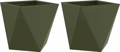 Image de vidaXL Bac à plantes 2 pcs vert olive 40 x 40 x 40 cm acier