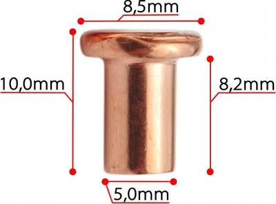 Image de Rivets pleins en cuivre 5 x 8,2 mm, 100 pièces pour spotter