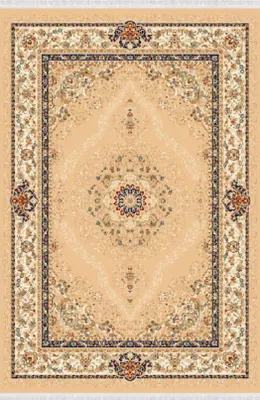 Produktbild von Orientalisch Traditionell Teppich Bordüre Ornament Kurzflor Beige Blau 150x233