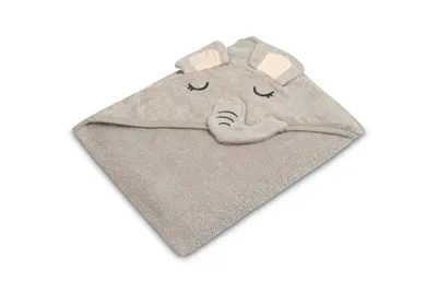 Immagine prodotto di Asciugamano per neonati 100x100cm, in spugna di cotone, Elefante - grigio