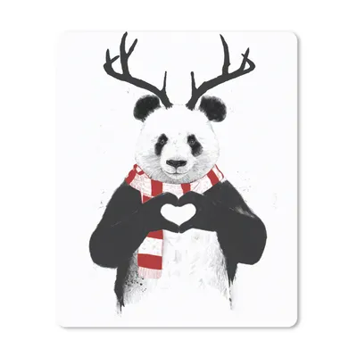 Produktbild von MuchoWow® Mauspad Mousepad Panda - Geweih - Halstuch - Herz 30x40 cm - Mousepads - Maus Mat - Pad - Mausunterlage - Mausmatten