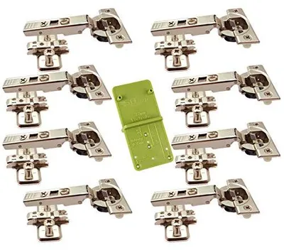 Produktbild von Blum Blumotion Topfband CLIP top 71B3580 Eckanschlag 110° – Schließautomatik und Dämpfer, EasyGreen Schablone (8 Stück)