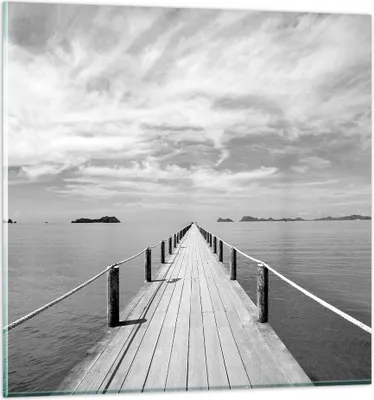 Produktbild von Bilder auf glas - Einteilig - Holz Brücke Meer - 70x70cm - Glasbilder - Wandbilder - Bilder - zum Aufhängen bereit - Wanddekoration aus Glas - Glas Bilder - Wandbild auf Glas - GAC70x70-4985