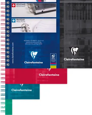 Produktbild von Clairefontaine 5x BIND'O BLOCK Konferenzblock A5 90 Blatt kariert Sortiert 8272C
