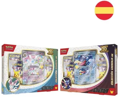 Image de Jeu de cartes Pokémon : Coffret d'anniversaire Feelara / Quajutsu pour le 30e anniversaire, comprenant 4 boosters (édition espagnole)