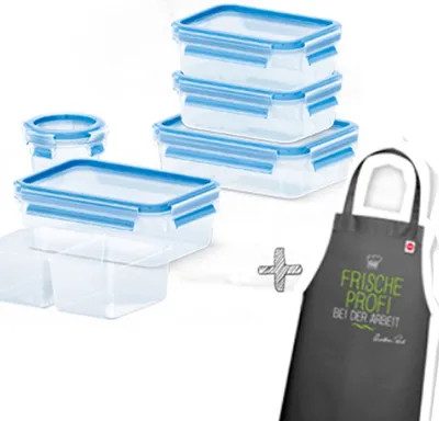 Produktbild von Emsa Clip&Close 3D Vorratsdose Frischhaltedose 6tlg.+Kochschürze