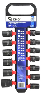 Immagine prodotto di Set bussole a impatto 1/2'', 10-27 mm, 13 pezzi Geko
