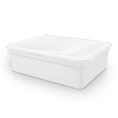Produktbild von Dose 3 Liter – 24,5 × 18,5 × 7,5 cm – Weiß mit Klarsichtdeckel