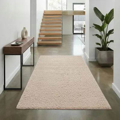 Obrázek produktu pro Koberec Shaggy v béžové barvě do obývacího pokoje a ložnice – měkký, hřejivý a útulný Rozměry – 80 x 150 cm