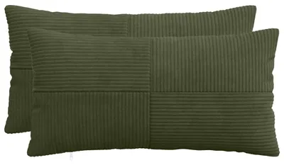 Immagine prodotto di vidaXL, 2 federe per cuscini, modello ALMELO, colore verde, 40 x 80 cm, materiale: cord