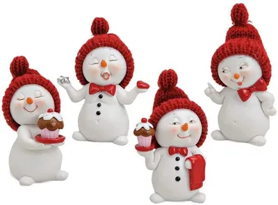 Image de Azomor : ensemble de décoration « Charmante fille bonhomme de neige » avec bonnets rouges pour une décoration hivernale