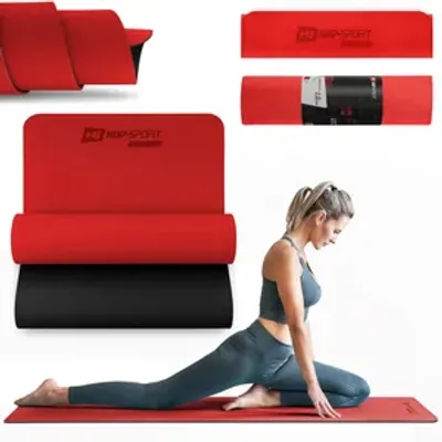 Obrázek produktu pro Podložka na jógu Hop-Sport HS-T006GM pro gymnastiku a pilates z TPE je protiskluzová a skládací podložka - 183 x 61 x 0,6 cm - červená