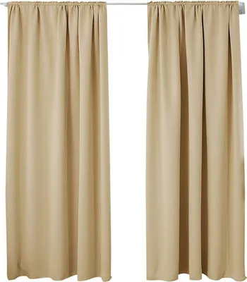 Produktbild von WOLTU 2er Set Gardine blickdicht 250 g/m² mit Kräuselband : Champagner 135x245 cm Farbe: Champagner Größe: 135x245 cm
