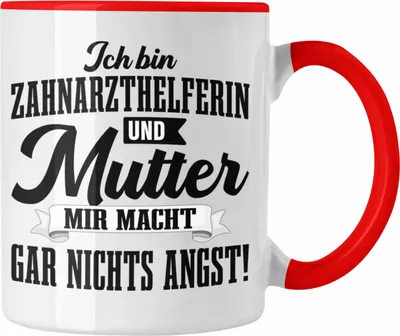 Produktbild von Trendation - Zahnarzthelferin Tasse Geschenk Lustig Zahnarzt Damen Kollegin Geschenkidee Zahnmedizinische Fachangestellte Mutter (Rot)