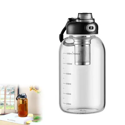 Produktbild von Trinkflasche 1500ml mit Teesieb und Tragetasche hitzebeständig auslaufsicher für Outdoor, Büro und Reisen