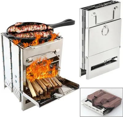 Produktbild von INF Faltbarer Lagerfeuergrill, tragbarer Edelstahl-Holzofen