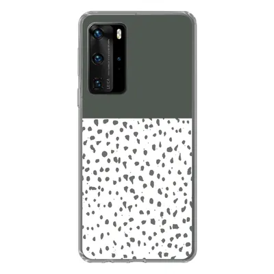 Produktbild von MuchoWow® Handyhülle Schutzhülle Hülle für Huawei P40 Pro Polka dots - Grau - Weiß Silikon Softcase Handy Hülle - Schutz