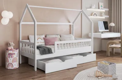 Obrázek produktu pro GAJA Postel pro 1 osobu z masivního dřeva 90x200 cm - včetně matrace a 2 zásuvek - bílá