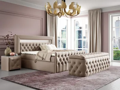 Produktbild von Boxspringbett Schlafzimmerbett ERNESTO Nr.4 140x200cm in Elisa Velvet Beige