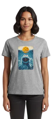 Produktbild von Spreadshirt Sesamstraße Krümelmonster Hai Frauen Premium T-Shirt, 3XL, Grau meliert