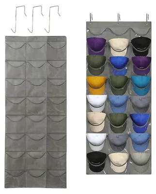 2er-Set Hut-Organizer mit 24 durchsichtigen Taschen, grau