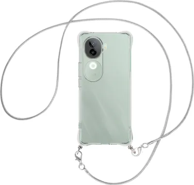 Produktbild von Handykette Backcover-Schutzhülle mit Band (Metall silberfarben) für Vivo iQOO Z9S 5G - silberfarbene Snake-Kette