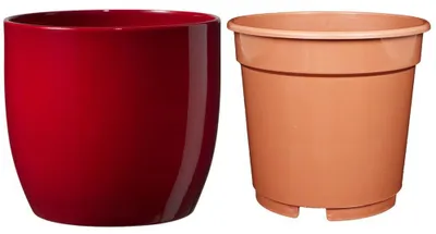 Produktbild von MePla - Set - Übertopf Basel ø16 + Kulturtopf ø15 - Bordeaux