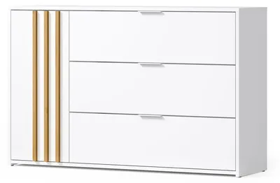 Image de Commode Florina 125 x 35 x 79 cm, 1 porte, blanc / chêne Artisan