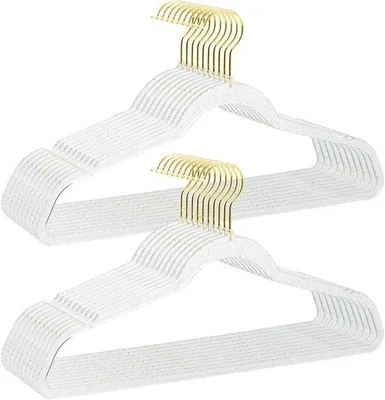 Produktbild von Famanu Kleiderbügel transparent mit Einkerbungen - Set von 20, nachhaltig und platzsparend