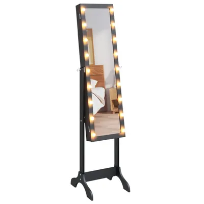 Zdjęcie produktu dla vidaXL Lustro stojące z LED czarne 34x37x146 cm