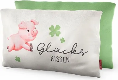 Produktbild von Deko-Kissen, Kuschelkissen "Glückskissen - Schweinchen"