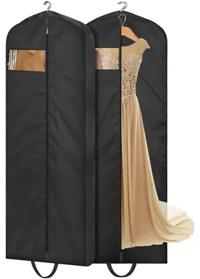 Produktbild von Kleidersäcke, 165 cm lang, für Reisen, Brautkleider, zum Schutz von Kleidung, zur wasserdichten Aufbewahrung von Kleidung, zum Aufhängen von Kleidern, Smokings, Mänteln, Tragetaschen, 2 Stück