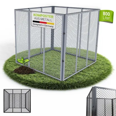 Produktbild von Juskys Metall Komposter 800 L, stabil, wetterfest & kompaktes Stecksystem – Silber