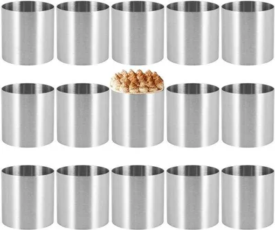 Produktbild von 15 Edelstahl Mousse-Ringen, runde Keksvormen, Küchenwerkzeug