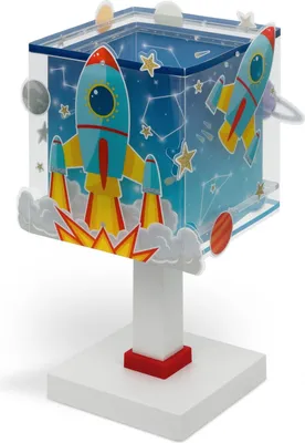 Produktbild von Dalber Kinder Tischlampe Rakete LED Nachtlicht Doppelschirm transparent Weltall-Motiv