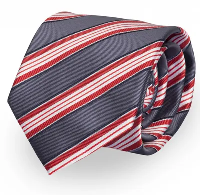 Produktbild von Fabio Farini - 1 Stück gestreifte Herren Krawatte - Tie mit Streifen in 6cm oder 8cm Breite Breit (8cm), Grau/Rot/Weiß