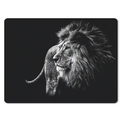 Produktbild von MuchoWow® Mauspad Mousepad Tiere - Wild - Löwe - Schwarz - Weiß 23x19 cm - Mousepads - Maus Mat - Pad - Mausunterlage - Schreibtischunterlage - Mauspad