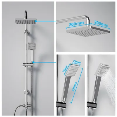 Produktbild von JOHO Edelstahl Duschsystem Chrom Duschset Wassersparend mit 20x20cm Kopfbrause