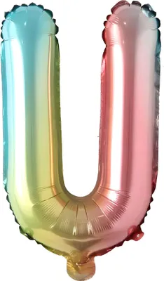 Produktbild von Folienballon Buchstabe U, regenbogen bunt, ca. 40 cm, für Luftbefüllung