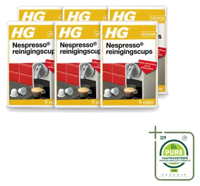 Produktbild von 6 x HG Nespresso Reinigingscups – Entfernt gründlich Fett und Ablagerungen - Großpackung - 6 Stücke